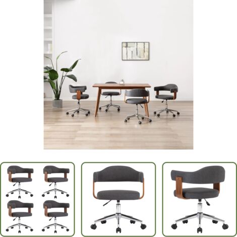 vidaXL Sedie da pranzo in legno -  Sedie da Pranzo Girevoli 4 pz Legno Curvato e Tessuto Grigio