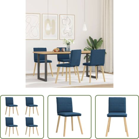 vidaXL Sedie da pranzo in metallo e legno -  Sedie da Pranzo 4 pz Blu in Tessuto