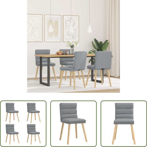 vidaXL Sedie da pranzo in metallo e legno -  Sedie da Pranzo 4 pz Grigio Chiaro in Tessuto