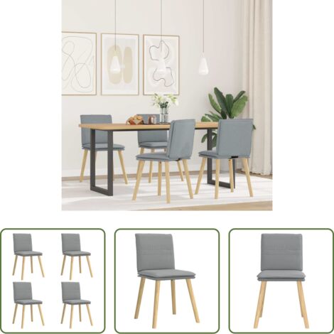 vidaXL Sedie da pranzo in metallo e legno -  Sedie da Pranzo 4 pz Grigio Chiaro in Tessuto