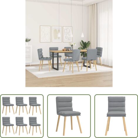 vidaXL Sedie da pranzo in metallo e legno -  Sedie da Pranzo 6 pz Grigio Chiaro in Tessuto