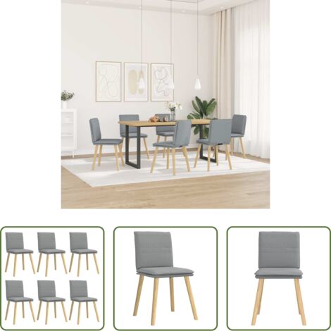 vidaXL Sedie da pranzo in metallo e legno -  Sedie da Pranzo 6 pz Grigio Chiaro in Tessuto