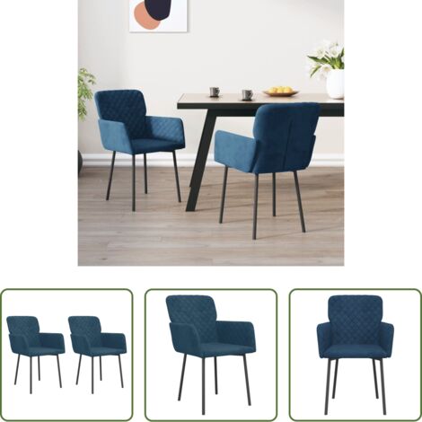 vidaXL Sedie da pranzo in metallo -  Sedie da Pranzo 2 pz Blu in Velluto