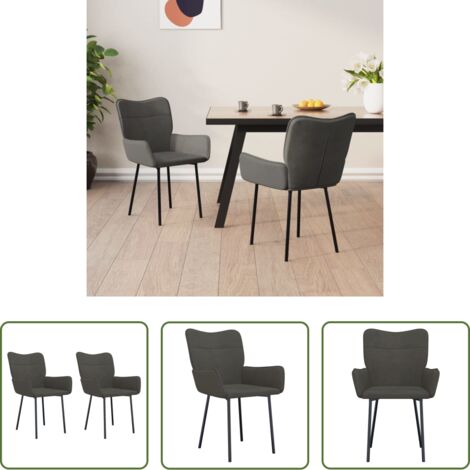 vidaXL Sedie da pranzo in metallo -  Sedie da Pranzo 2 pz Grigio Scuro in Velluto