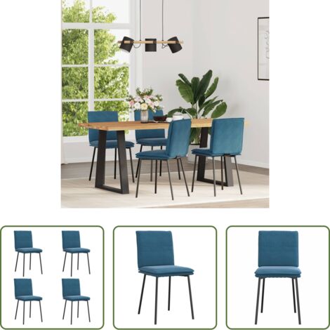 vidaXL Sedie da pranzo in metallo -  Sedie da Pranzo 4 pz Blu in Velluto