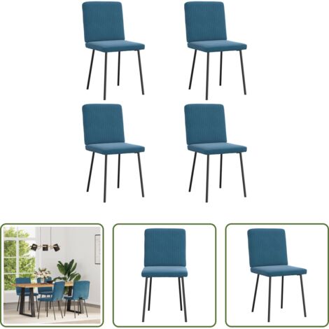 vidaXL Sedie da pranzo in metallo -  Sedie da Pranzo 4 pz Blu in Velluto