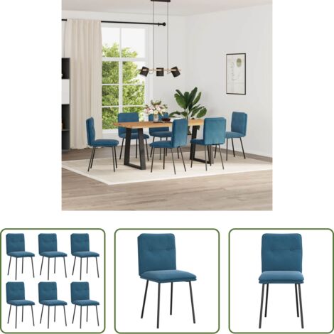 vidaXL Sedie da pranzo in metallo -  Sedie da Pranzo 6 pz Blu in Velluto
