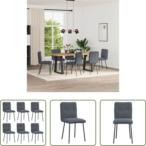 vidaXL Sedie da pranzo in metallo -  Sedie da Pranzo 6 pz Grigio Scuro in Velluto