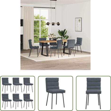 vidaXL Sedie da pranzo in metallo -  Sedie da Pranzo 6 pz Grigio Scuro in Velluto