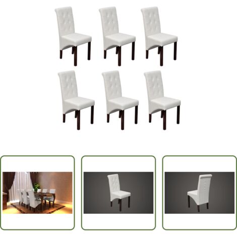 vidaXL Sedie da pranzo in pelle sintetica -  Sedie da Pranzo 6 pz Bianche in Similpelle