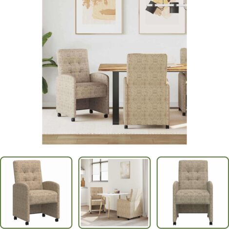 vidaXL Sedie da pranzo in pelle sintetica -  Sedie da Pranzo con Ruote 2 pcs Grigio chiaro 58 x 67 x 97 cm