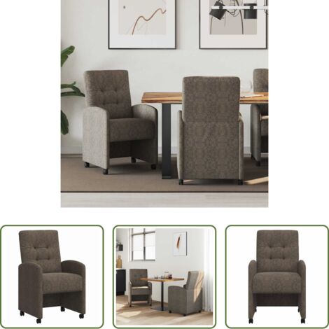 vidaXL Sedie da pranzo in pelle sintetica -  Sedie da Pranzo con Ruote 2 pcs Grigio scuro 58 x 67 x 97 cm