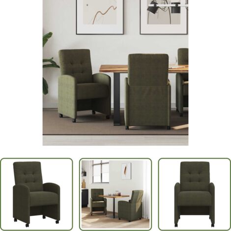 vidaXL Sedie da pranzo in pelle sintetica -  Sedie da Pranzo con Ruote 2 pcs Verde militare 58 x 67 x 97 cm