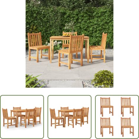 vidaXL Sedie da pranzo in teak -  Set da Pranzo per Giardino 5 pz in Legno Massello di Teak