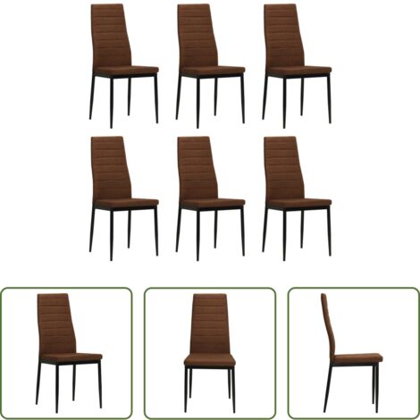 vidaXL Sedie da pranzo in tessuto -  Sedie da Pranzo 6 pz Marroni in Tessuto