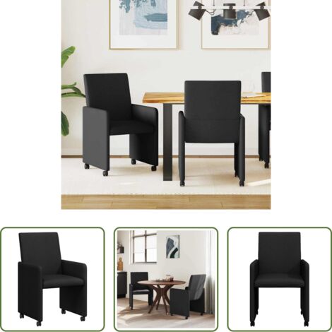 vidaXL Sedie da pranzo in tessuto -  Sedie da Pranzo con Ruote 2 pcs Nero 57 x 66 x 94 cm Tessuto