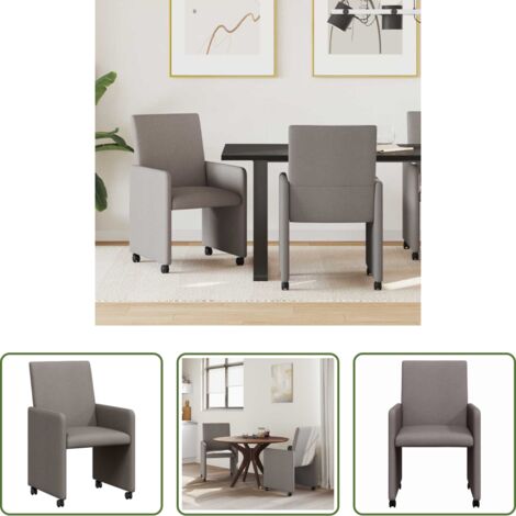 vidaXL Sedie da pranzo in tessuto -  Sedie da Pranzo con Ruote 2 pcs Talpa 57 x 66 x 94 cm Tessuto