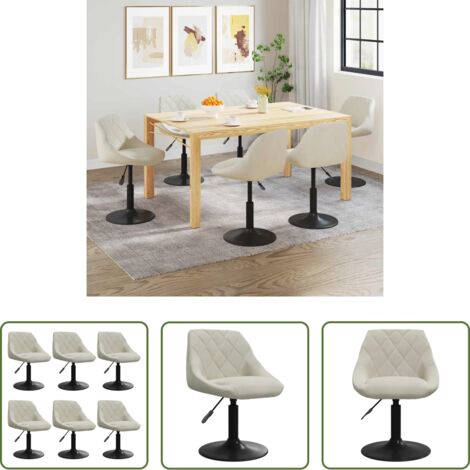 vidaXL Sedie da pranzo in velluto -  Sedie da Pranzo Girevoli 6 pz Crema in Velluto