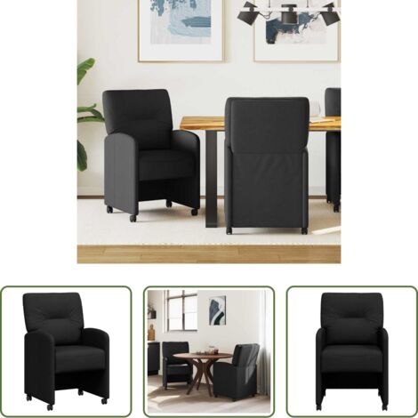 vidaXL Sedie da pranzo moderne -  Sedie da Pranzo con Ruote 2 pcs Nero 57 x 67 x 95 cm Tessuto