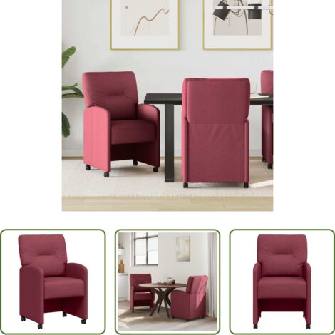 vidaXL Sedie da pranzo moderne -  Sedie da Pranzo con Ruote 2 pcs Rosso vino 57 x 67 x 95 cm