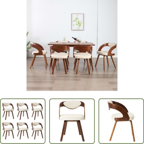 vidaXL Sedie da pranzo pieghevoli -  Sedie da Pranzo 6 pz Crema in Legno Piegato e Similpelle