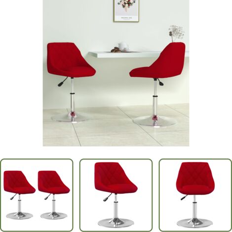 vidaXL Sedie da pranzo regolabili -  Sedie da Pranzo Girevoli 2 pz Rosso Vino in Velluto