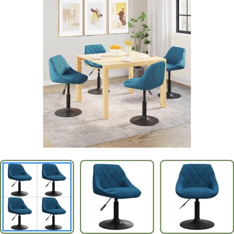 vidaXL Sedie da pranzo regolabili -  Sedie da Pranzo Girevoli 4 pz Blu in Velluto
