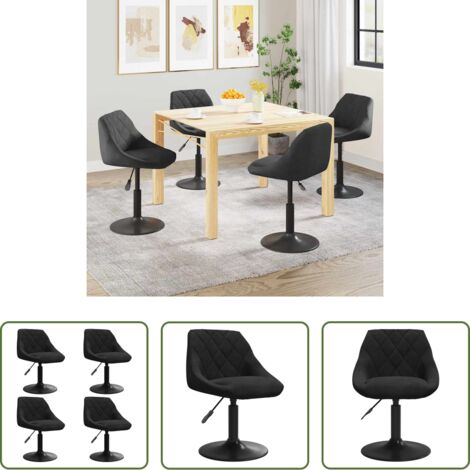 vidaXL Sedie da pranzo regolabili -  Sedie da Pranzo Girevoli 4 pz Nere in Velluto