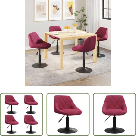 vidaXL Sedie da pranzo regolabili -  Sedie da Pranzo Girevoli 4 pz Rosso Vino in Velluto