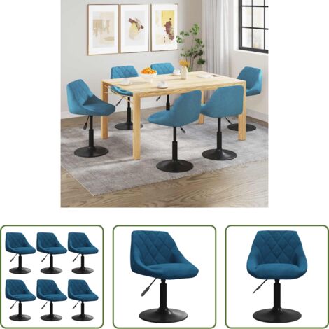 vidaXL Sedie da pranzo regolabili -  Sedie da Pranzo Girevoli 6 pz Blu in Velluto