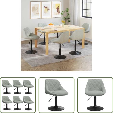 vidaXL Sedie da pranzo regolabili -  Sedie da Pranzo Girevoli 6 pz Grigio Chiaro in Velluto