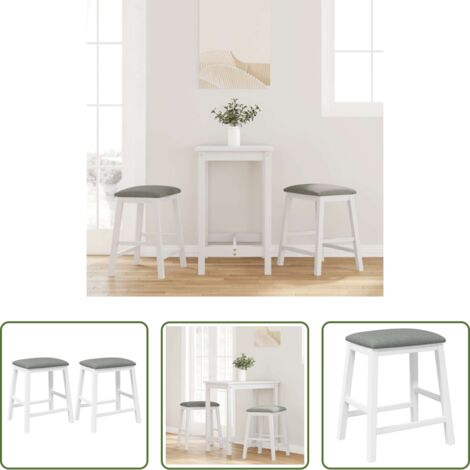 vidaXL Sedie da pranzo -  Sedie da Bar con Cuscini 2 pz Bianco Legno Massello di Hevea
