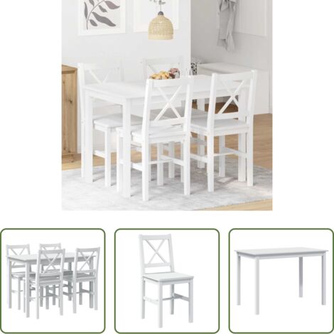 vidaXL Sedie da pranzo -  Set da Pranzo 5 pz Bianco