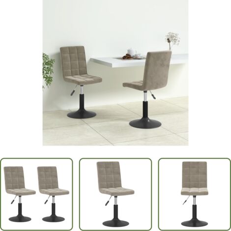 vidaXL Sedie da soggiorno -  Sedie da Pranzo Girevoli 2 pz Grigio Chiaro in Velluto