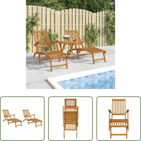 vidaXL Sedie da terrazza -  Sedie a Sdraio da Esterno con Poggiapiedi 2pz Massello d'Acacia