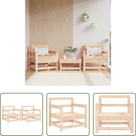 vidaXL Sedie da terrazza -  Sedie da Giardino 2pz in Legno Massello Pino
