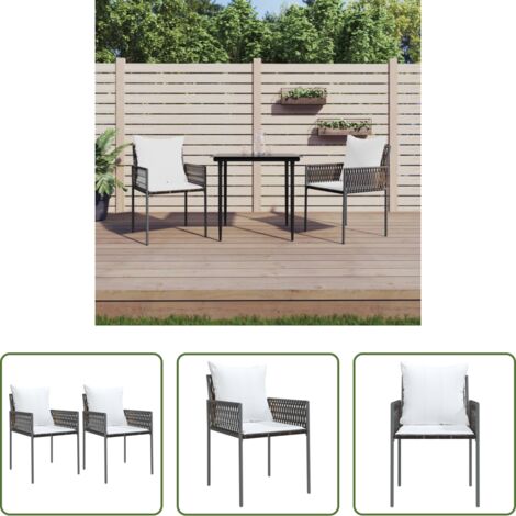 vidaXL Sedie da terrazza -  Sedie da Giardino con Cuscini 2pz Marroni 54x61x83cm Polyrattan