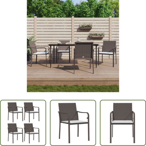 vidaXL Sedie da terrazza -  Sedie da Giardino con Cuscini 4pz Marroni 56x59x84cm Polyrattan
