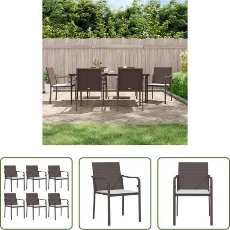 vidaXL Sedie da terrazza -  Sedie da Giardino con Cuscini 6pz Marroni 56x59x84cm Polyrattan