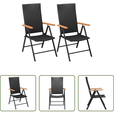vidaXL Sedie da terrazza -  Sedie da Giardino Impilabili 2 pz in Polyrattan Nere