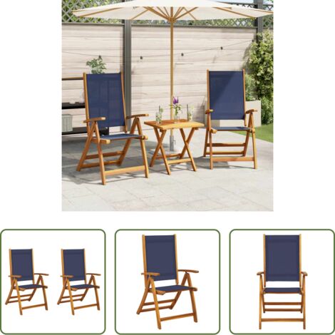 vidaXL Sedie da terrazza -  Sedie da Giardino Pieghevoli 2 pz Massello Acacia e Textilene