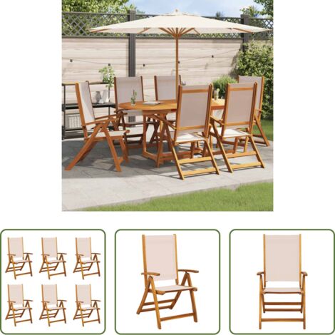 vidaXL Sedie da terrazza -  Sedie da Giardino Pieghevoli 6 pz Massello d'Acacia e Textilene
