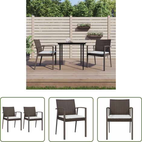 vidaXL Sedie da terrazza -  Sedie Giardino con Cuscini 2pz Marroni 5,56x57x83 cm Polyrattan