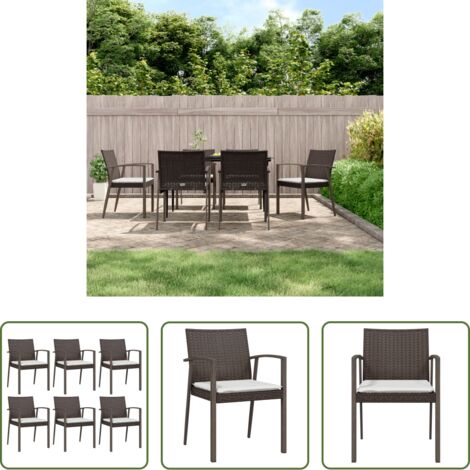 vidaXL Sedie da terrazza -  Sedie Giardino con Cuscini 6pz Marroni 56,5x57x83 cm Polyrattan