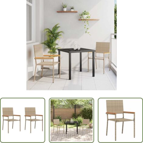 vidaXL Sedie da terrazza -  Sedie impilabili da giardino 2 pcs Crema e Marrone
