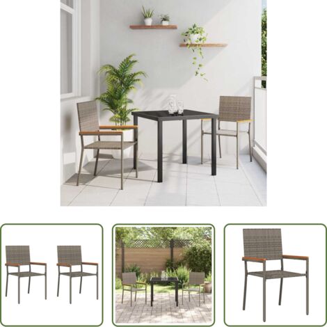 vidaXL Sedie da terrazza -  Sedie impilabili da giardino 2 pcs Grigio e Marrone