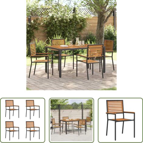 vidaXL Sedie da terrazza -  Sedie impilabili da giardino 4 pcs Marrone e Nero