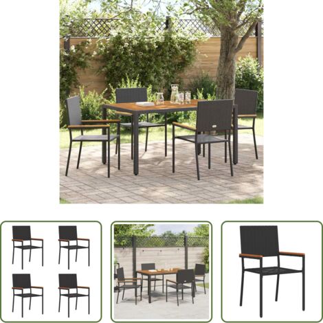 vidaXL Sedie da terrazza -  Sedie impilabili da giardino 4 pcs Nero e Marrone
