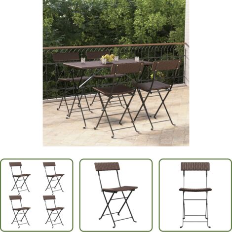 vidaXL Sedie da terrazza -  Sedie Pieghevoli da Bistrò 4 pz Marroni Polyrattan e Acciaio