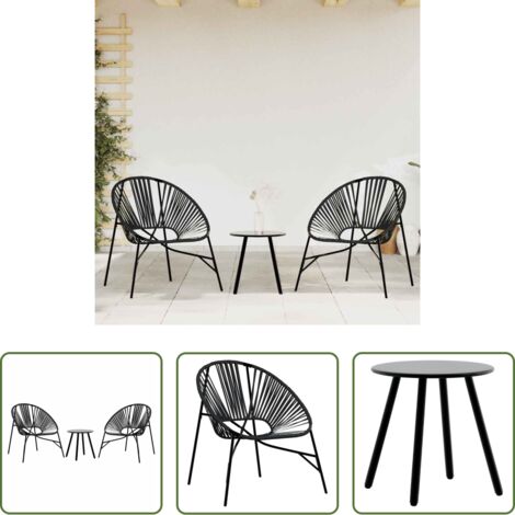 vidaXL Sedie da terrazza -  Set di Sedie da Giardino 3 pz in Polyrattan Nero